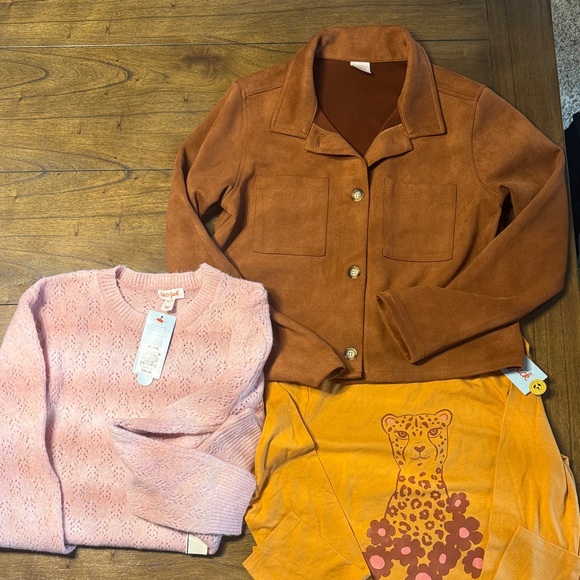Other - Girls set of long sleeve top, knit sweater and jacket, Size 14